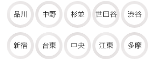 品川 中野 杉並 世田谷 新宿 台東 江東 多摩
